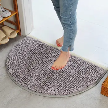 

Quality Chenille Semicircle Floor Mat Solid Bedroom Bathroom Carpet Rugs For Kitchen Toilet Non-slip Doormat WC Mat Super Soft