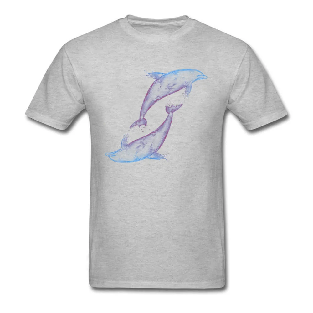 Dolphins New Arrival Short Sleeve Simple Style Top T-shirts Pure Cotton Round Collar Men Tops Tees Crazy Sweatshirts Labor Day Dolphins grey