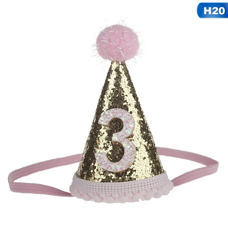 1pcs Baby Cute 1/2/3 Birthday Hats Dot With Hairball Cap Baby Shower Birthday Photo Props Children Decor