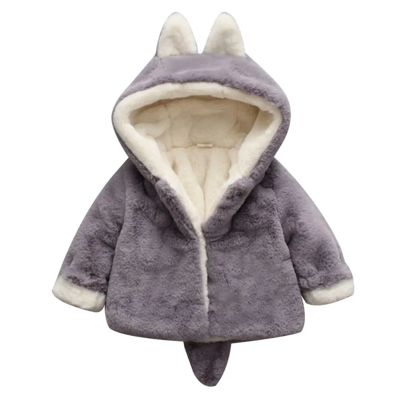 Shujin Autumn Winter New Arrival Korean Version Color Warm Fashion Thickened Coat For Cute Sweet Baby Girls - Цвет: Gray