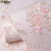 Beibehang 53X300 см тисненые цветы нетканые самоклеющиеся обои для гостиной украшения розовые 3D обои домашний декор