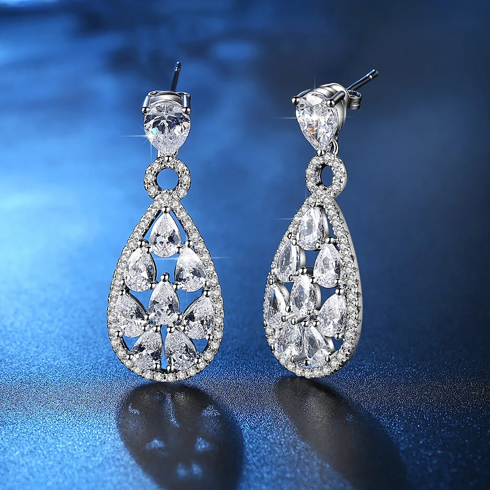 Новые серьги слезы ангелов Серьги Silver Crystal Clear Цвет капли воды для Для женщин
