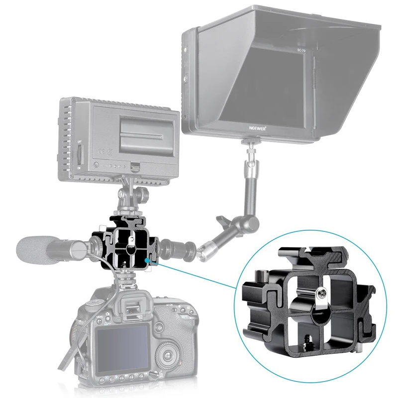 Hot Shoe Flash Accessories Three Head Lamp Holder Base Metal hot shoe