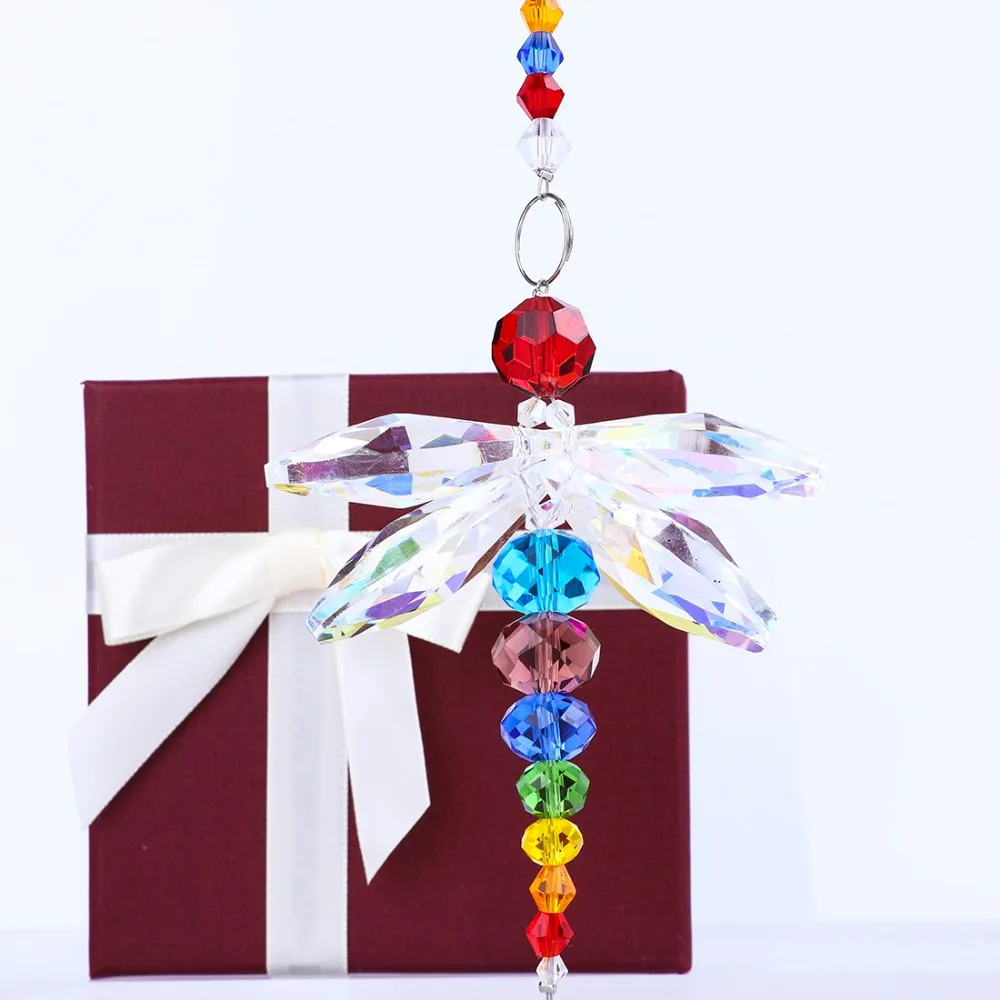 H&D Multi Hanging Window Dragonfly Pendant Rainbow Maker Crystal Suncatcher Feng Shui Home Window Decor Christmas Birthday Gifts