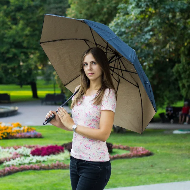 113cm 75Talloy hex-angles parasol real double layers bridge carbon fiberglass two fold auto open hook mini golf umbrella | Дом и сад