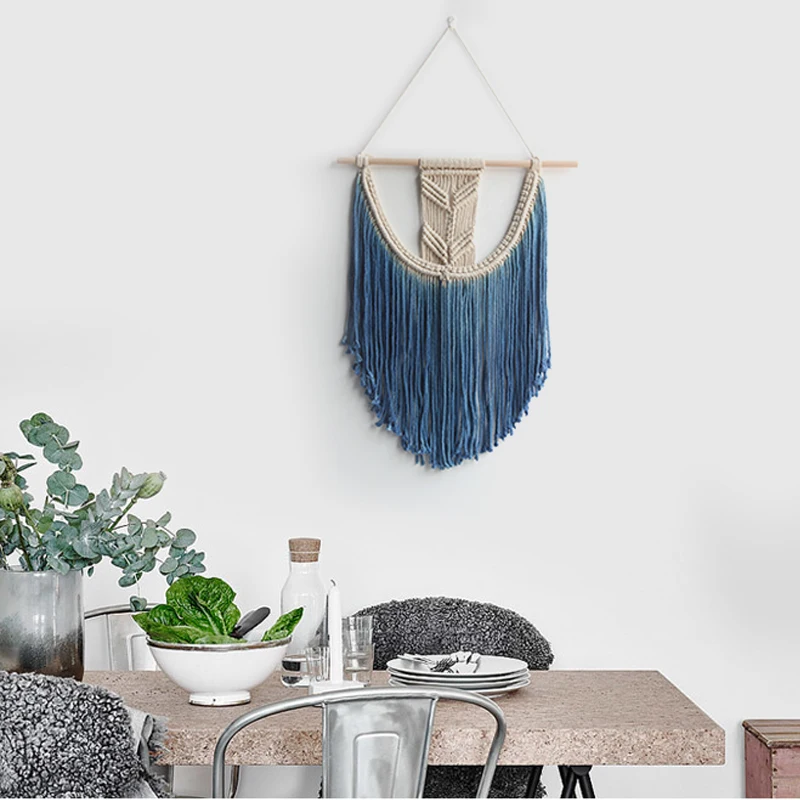 

Modern macrame wall hanging Bedroom decor Small macrame wall art Tapestry White handmade diamond painting Boho chic wall