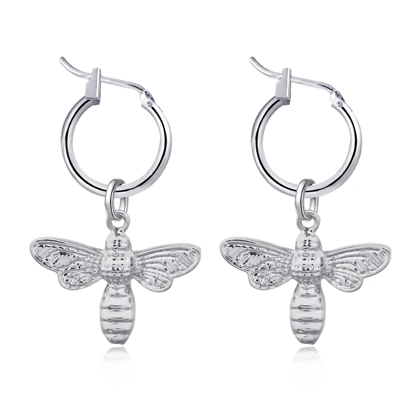 

GEOMEE 1Pair Small Insect Earring for Women Trendy Fashion Have Wings Insect Hoop Earrings Bee Simple Elegant Party Jewelry E135