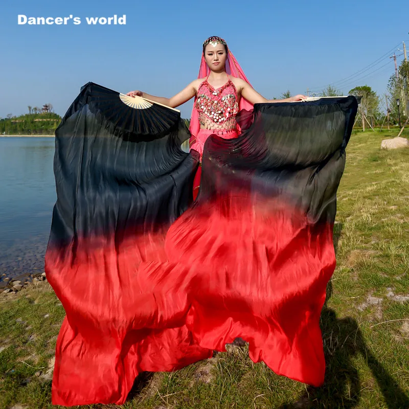 Дешевые вентилятор танца живота шелковый шелк для женщин танец живота девушки танец живота аксессуары на сцене пара