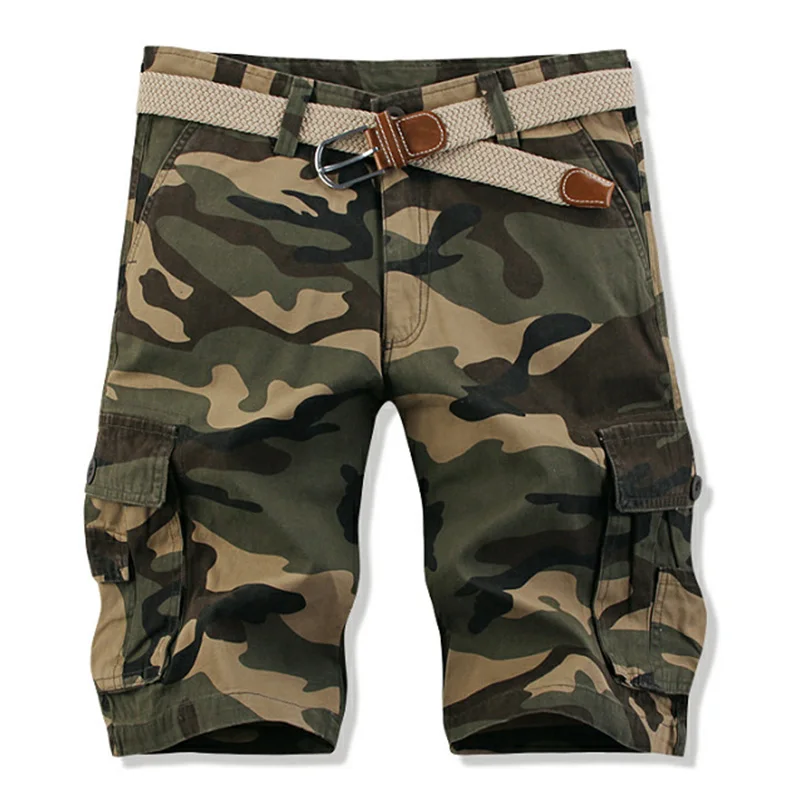 

Cotton Mens Cargo Shorts Summer Fashion Camouflage Male Shorts Multi-pocket Military Casual Khaki Camo Outdoors Men Short Pants