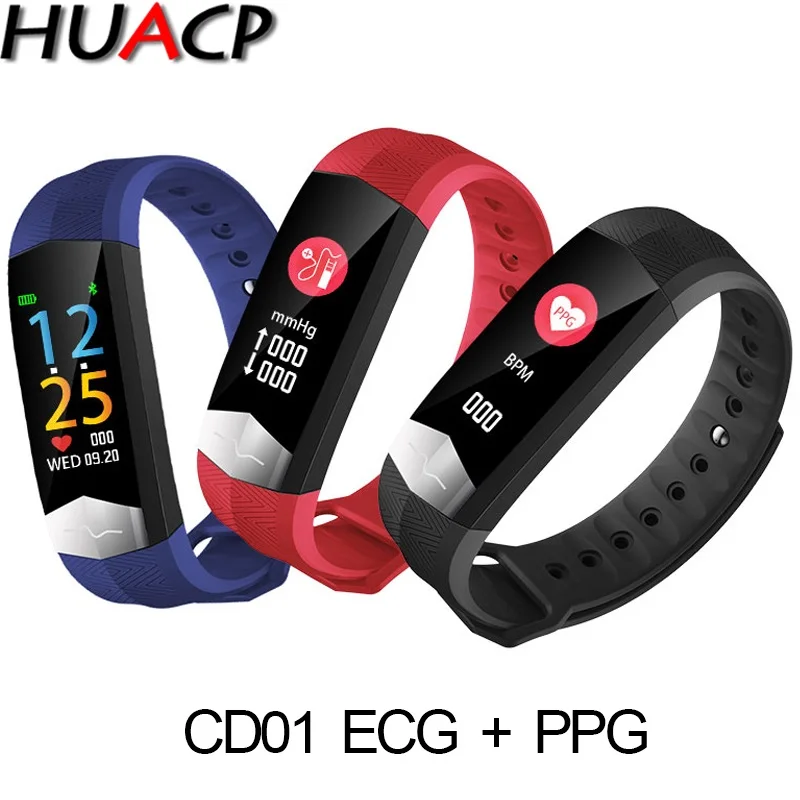 

Huacp CD01 Color Screen ECG PPG Smart Bracelet Band Blood Pressure Heart Rate Meter Activity Fitness Tracker Shake to Take Photo