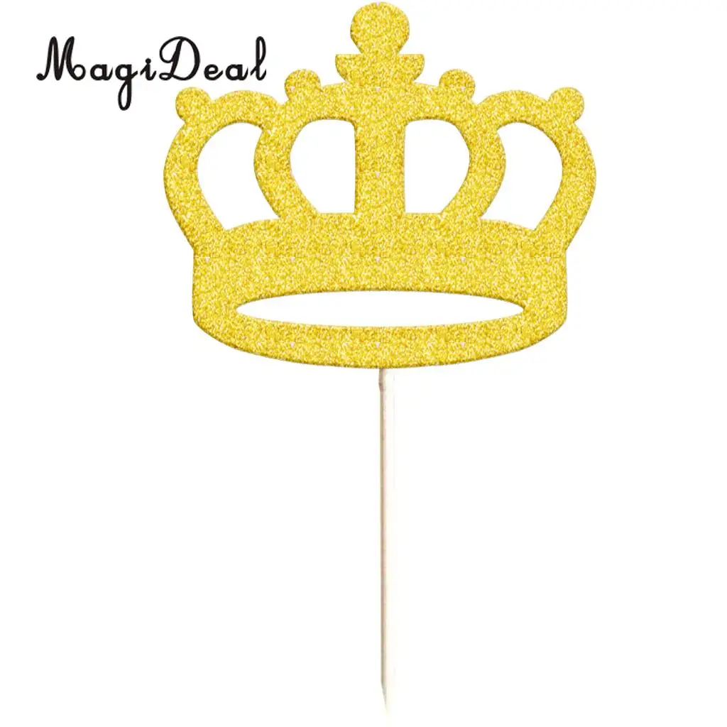 Pack of 20pcs Glitter Princess Crown DIY Cake Toppers Christmas Birthday Baby Shower Cupcake Picks Bakery Accessories