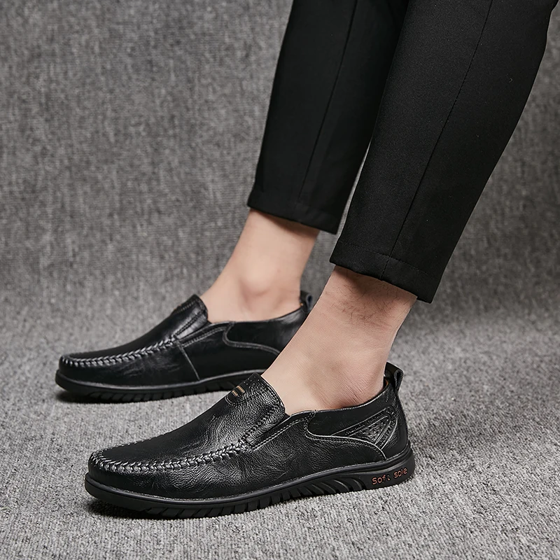 

Big Size New Arrival Split Leather Men Casual Shoes Fashion Top Quality Driving Moccasins Slip On Loafers Men Flat Shoes 37~46