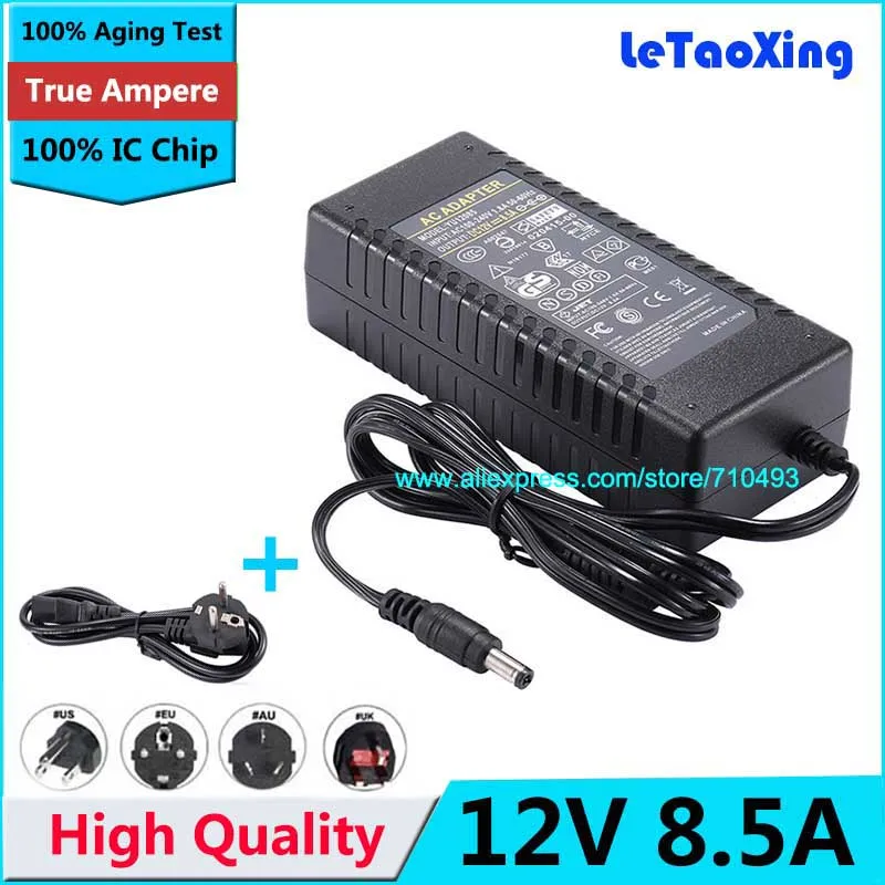 10 шт. с чипом IC AC/DC 12V 8A источник питания AC 100-240V к DC адаптеру 8.5A 100W зарядное