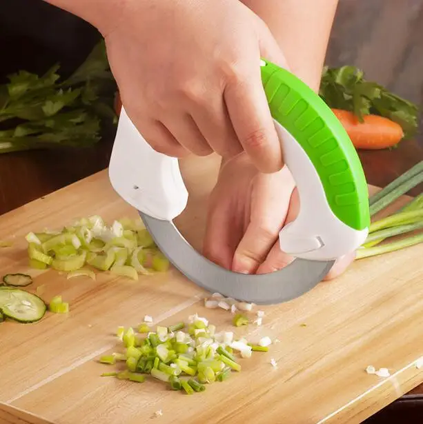 Kitchen tools gadgets multifunction round knife Easy cut meat pizza Vegetable Chopper Slicer Cutter Handle circular