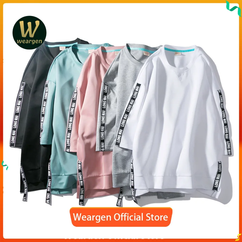 Men's Printed New Style Pullover Three Quart short Sleeved Sweatshirt Tops fashion WY120 | Мужская одежда