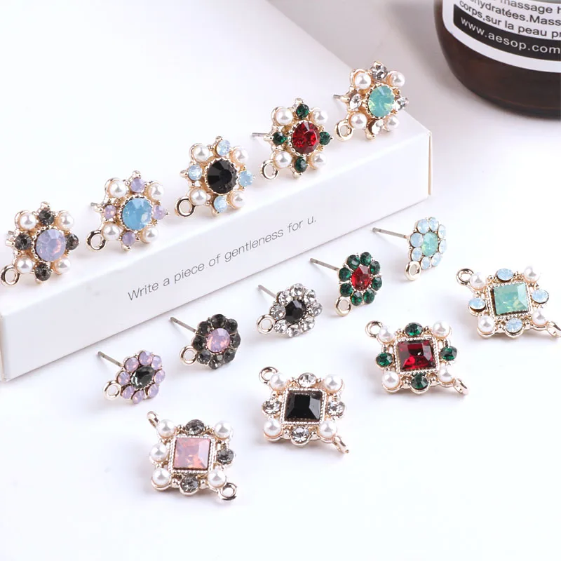 

4pcs 19mm Crystal Flower Rhinestone Earring Charm Finding With Hole Women Chic DIY Making Ear Drop Jewelry Accessory AC216