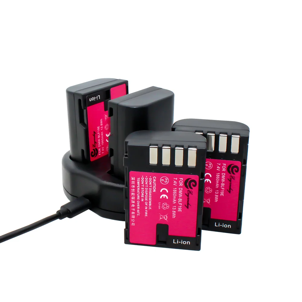 4 шт. DMW-BLF19 ДМВ BLF19 BLF19E DMW-BLF19e DMW-BLF19PP Батарея + Dual USB Зарядное устройство для цифрового фотоаппарата Panasonic Lumix GH3 GH4 GH5 G9