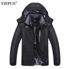 TIEPUS, новинка, куртка с капюшоном размера плюс XL~ 6XL 7XL 8XL 9XL, Мужская зимняя ветровка, плюс бархатный теплый водонепроницаемый пуховик, Мужское пальто