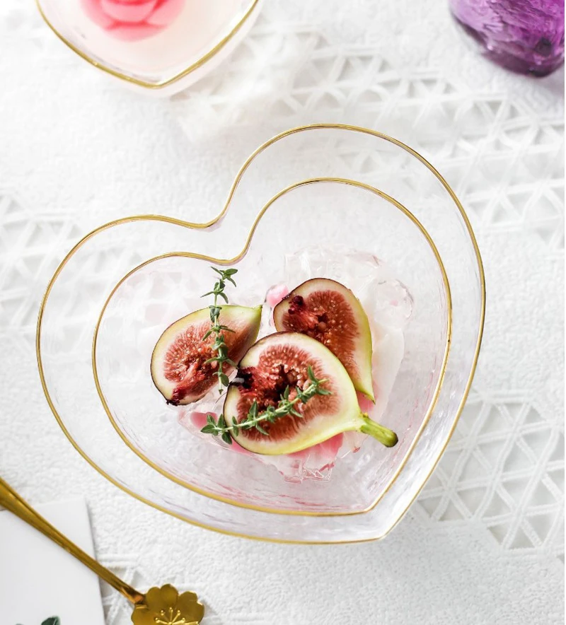 Японский стиль стеклянная чаша салат лапша чаша креативная форма сердца десертная чаша Фруктовая тарелка посуда кухонные тарелки сервировочное блюдо