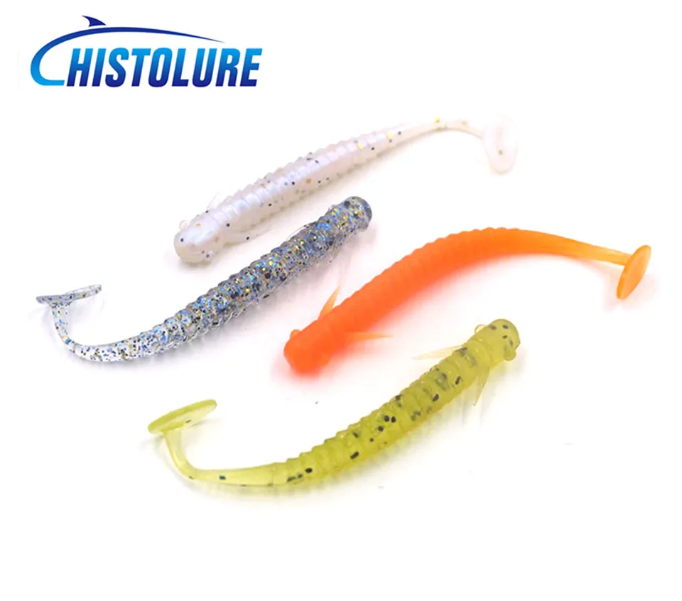 

10pcs/lot Fishing Soft Lures 80mm/2g Artificial Loach Fishing Bait Swimbait T Tail Soft Worm Fishing Tackle
