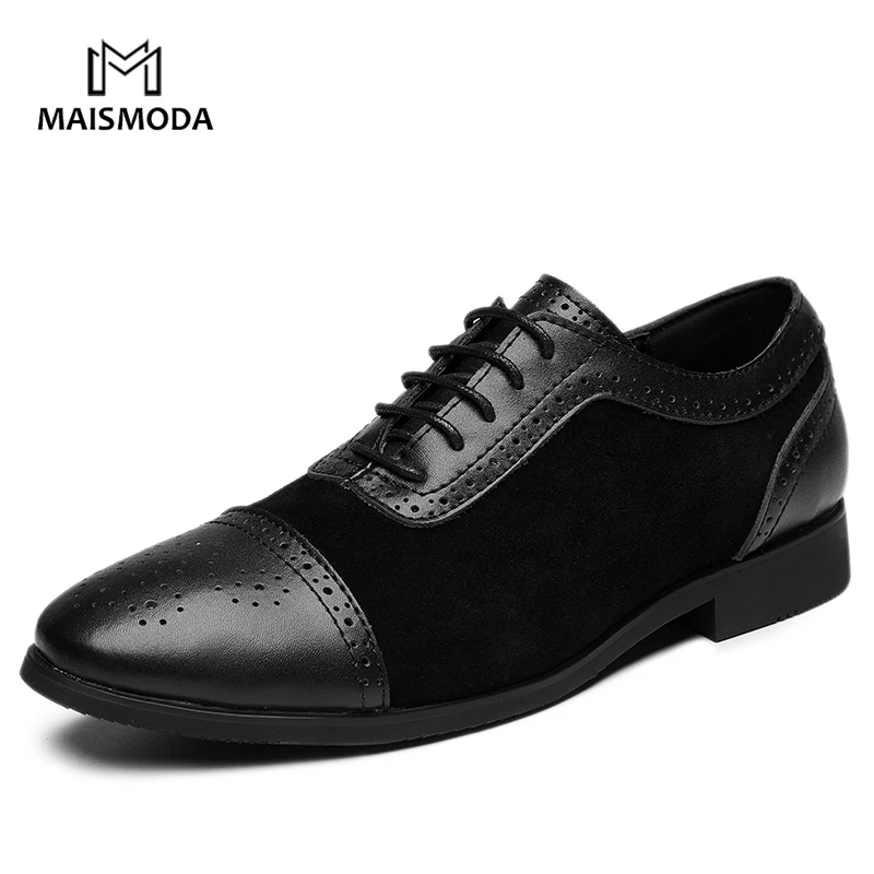 

MAISMODA 2019 New Men's Leather Shoes Breathable Non-slip Carving Mules Convenient Brogue Shoes Plus Size 38-48 YL583