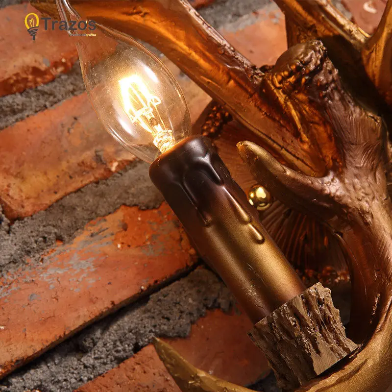Арт-деко Ретро настенный светильник американский кантри настенный светильник из смолы оленьи рога абажур украшение бра