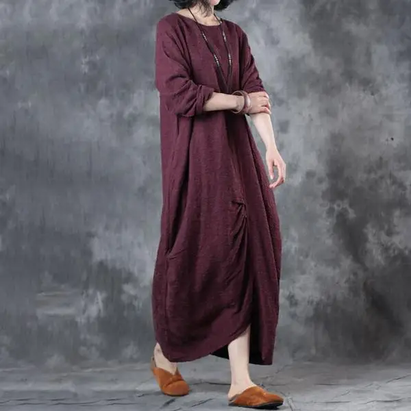BUYKUD Vintage Dress 2018 Casual Autumn Fall Women Robe Long Sleeve Vestidos Elegant Party Tunic Dresses (1)