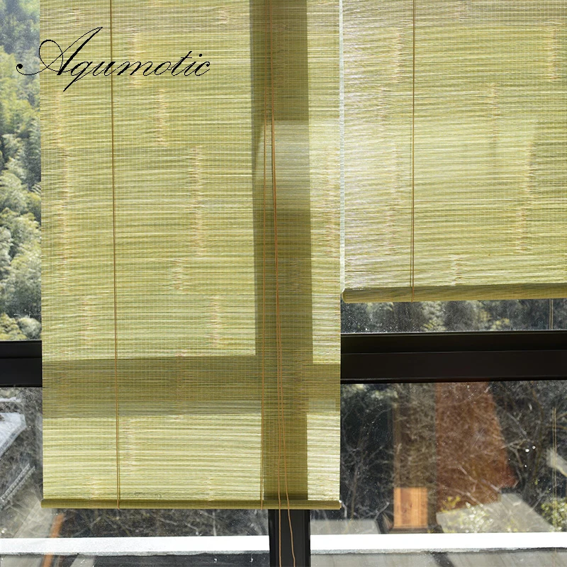 

Aqumotic Vintage Bamboo Curtain Rural Room Partition Shade Balcony Commission Bamboo Curtains Decoration Green Screen Tailormade