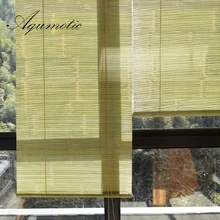 Cortina de Bambú Vintage Aqumotic, cortina de partición de habitación Rural, cortinas de bambú de comisión para balcón, decoración, pantalla verde, Tailormade