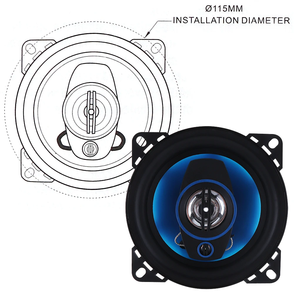 2 шт., 4 дюйма, 100 Вт, 3 канала, автомобильный коаксиальный рог, авто аудио, стерео, полный диапазон частот, Hifi динамик, Lound, динамик для автомобилей, транспортное средство