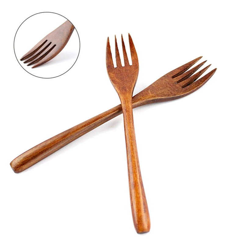 

Creative Child Fork Wood Children's Tableware Small Fruit Cute Dessert Cake wooden Eco-friendly Japanese Wooden Salad Dinner
