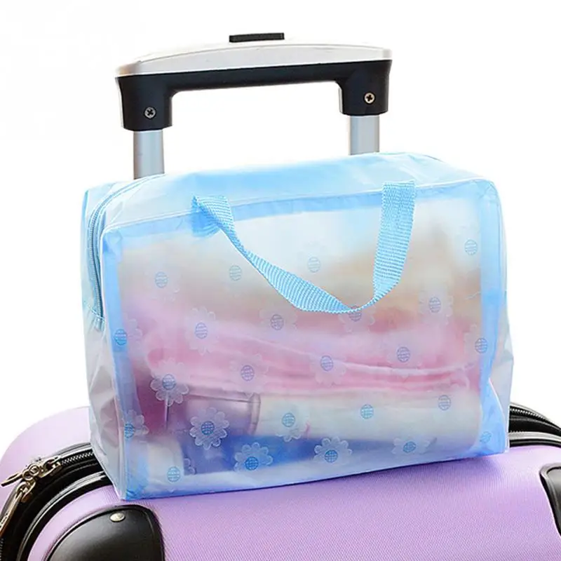 

Fashion Sundries towel cosmetics Organizer Storage Bag Women Waterproof Transparent Floral Print Make up Bag For Travel Swimming