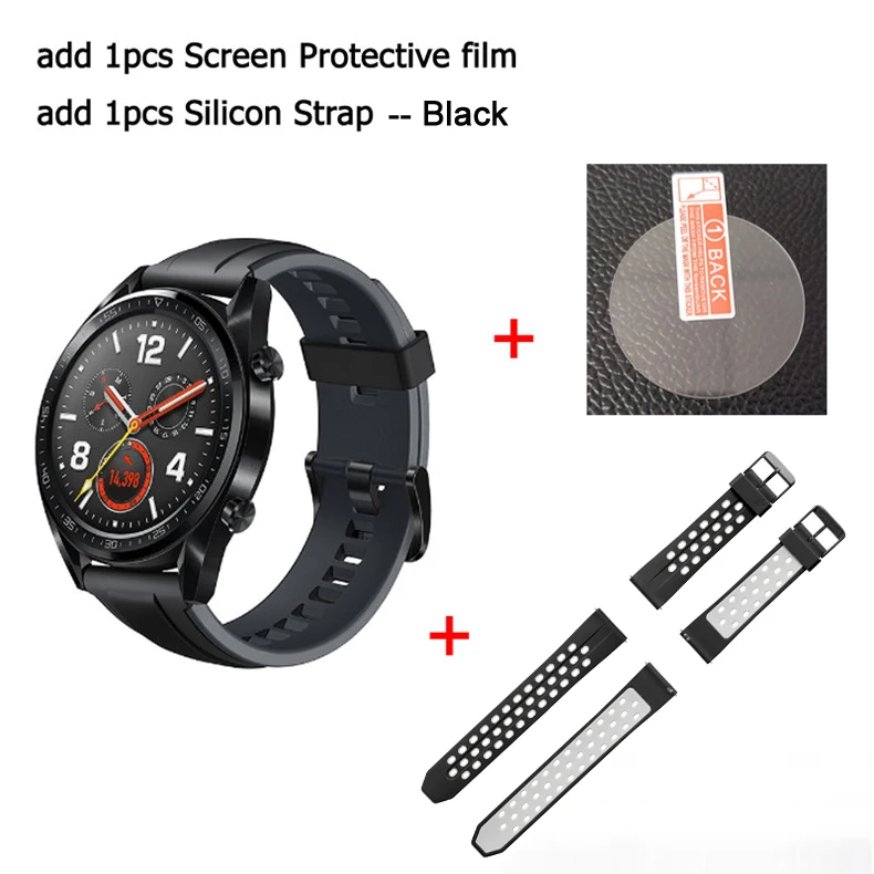 Black n Film n Black HUAWEI WATCH GT Смарт спортивные часы 1,39 дюймов AMOLED цветной экран Heartrate отчет gps плавание Бег Велоспорт сна монитор Часы - Цвет: Black n Film n Black