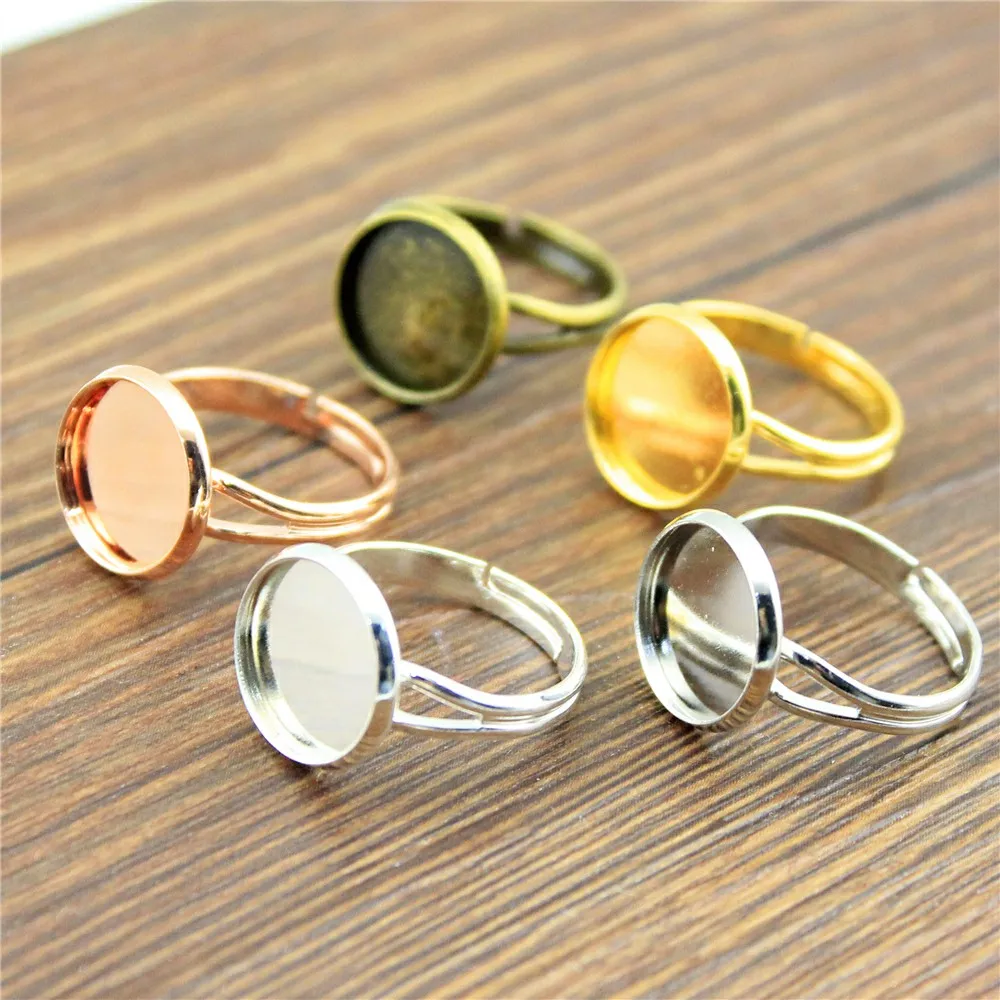 

8 Colors Fit 10mm 12mm 14mm 16mm 18mm 20mm Cabochons Adjustable Simple Ring Settings Base Ring Findings