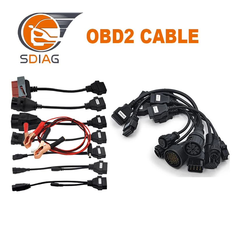 

High Quality truck cables full set 8 for cdp tcs pro plus / multidiag pro / MVD OBDII diagnostic tool OBD 2 scanner truck leads