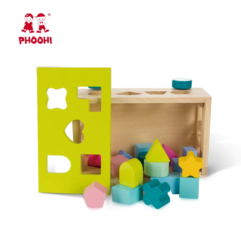 Деревянная игрушка Дети толкающая форма матч головоломка автомобиль игрушка; развивающая игрушка для ребенка PHOOHI