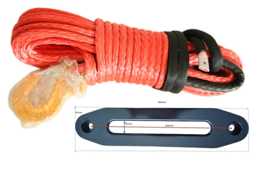 

12mm*30m Red Winch Rope Hook with 10" ATV Hawse Fairlead, Synthetic Winch Cable Rope,Plasma Rope,Towing Ropes