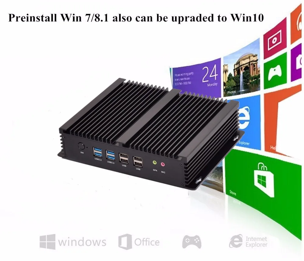 Безвентиляторный промышленный компьютер Win10 Core i7 5550U 2 * intel Gigabit LAN 6 * RS232 8 * USB Micro компьютер linux 3G Wi-Fi 2 * HDMI