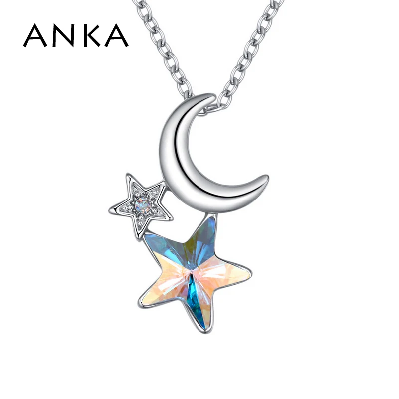 

ANKA brand 2017 moon star shaped pendant necklace crystal from Swarovski necklace for women crystal jewelry fashion gift #26279