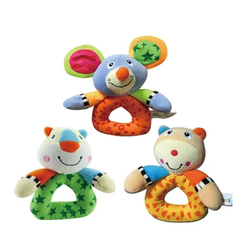 

Baby Plush Toy Soft Cartoon Animal Bear Mouse Tiger Hand Bell Toy Baby Kids Newborn Development Rattle Toys