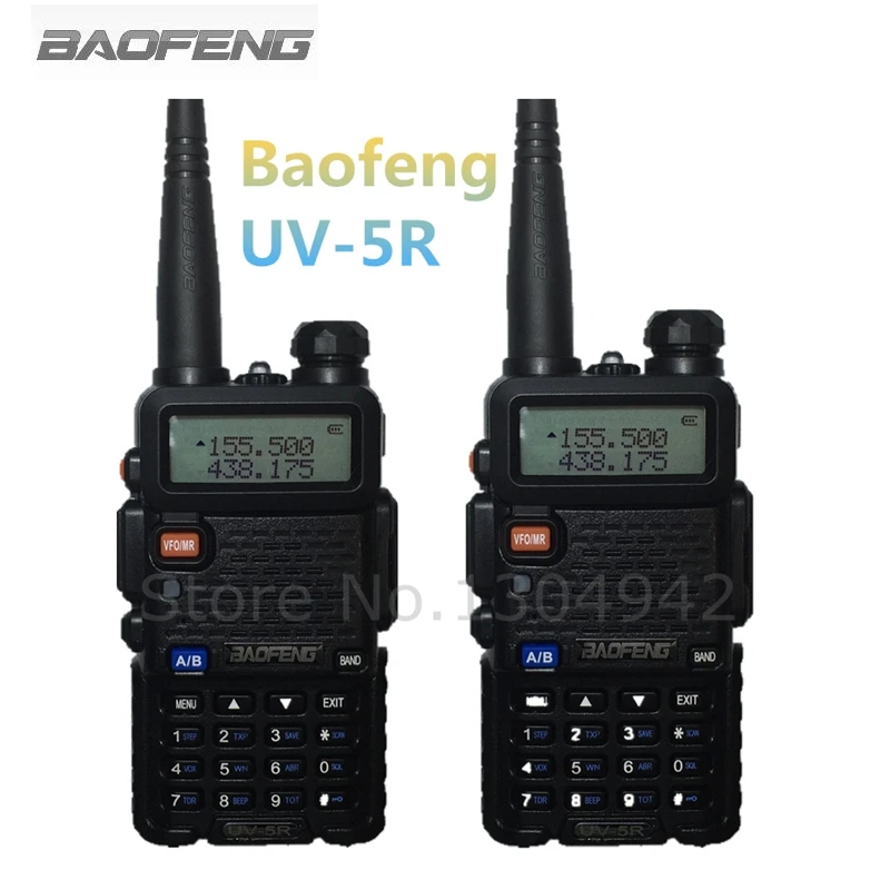 2-PCS BAOFENG UV-5R WALKIE TALKIE Black Ham Amateur Two Way Radio Dual Band Vhf/Uhf 136-174/ 400-520MHz With Free Shipping