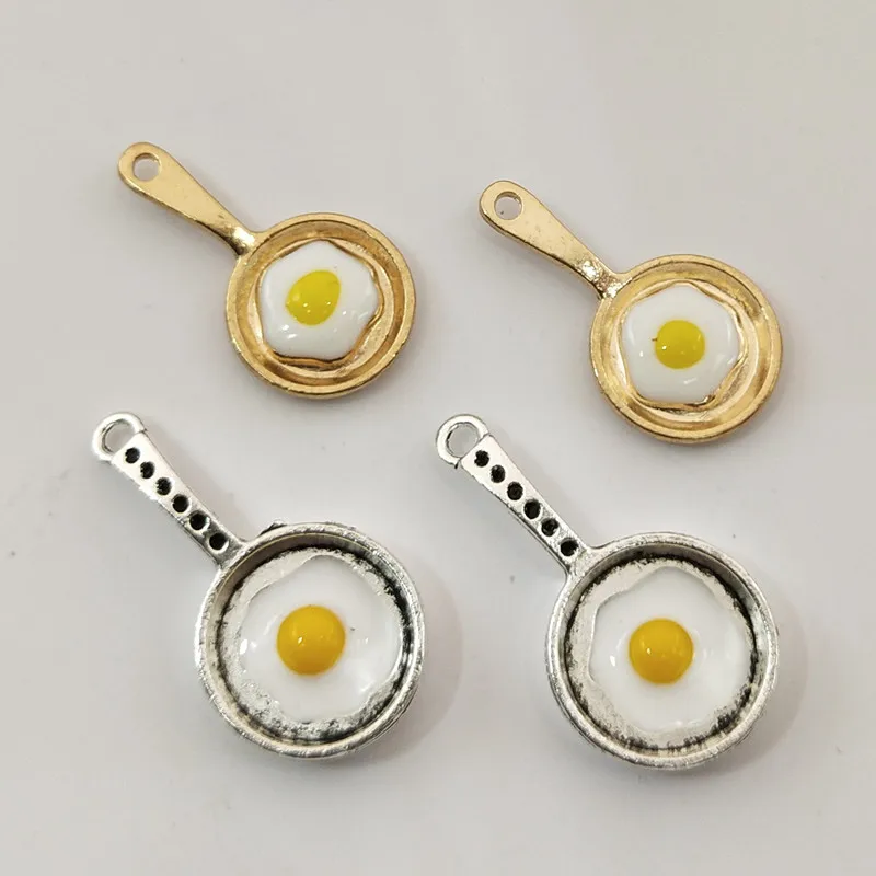 

10pcs Creative Fried Egg Pendant Metal Charms Bracelet Necklace Earring Charms For Diy Jewelry Accessories