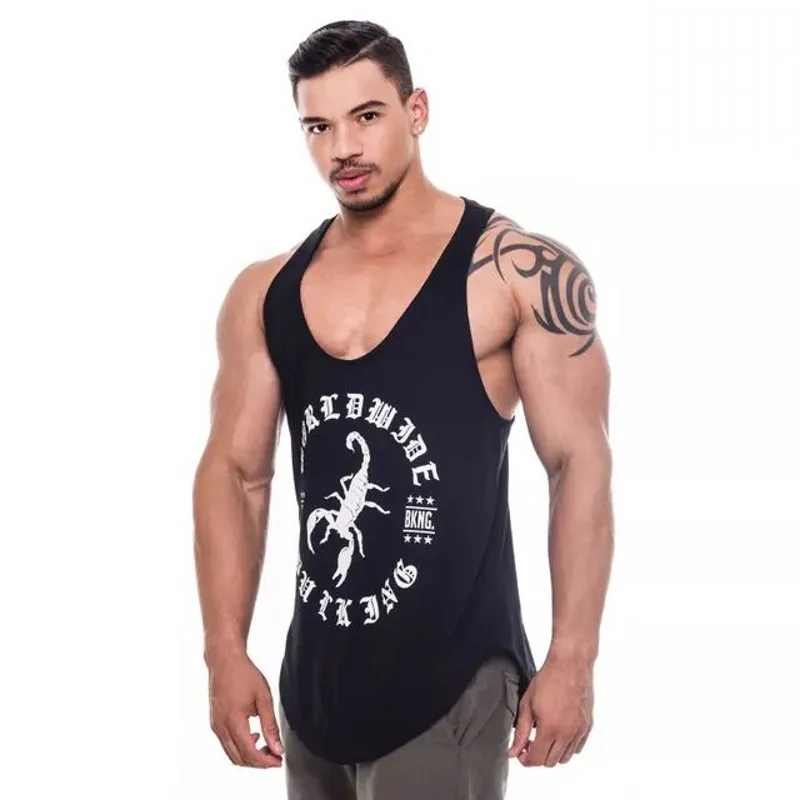 

2019 Summer men's new cotton casual fashion elastic quick dry training bodybuilding sleeveless vest