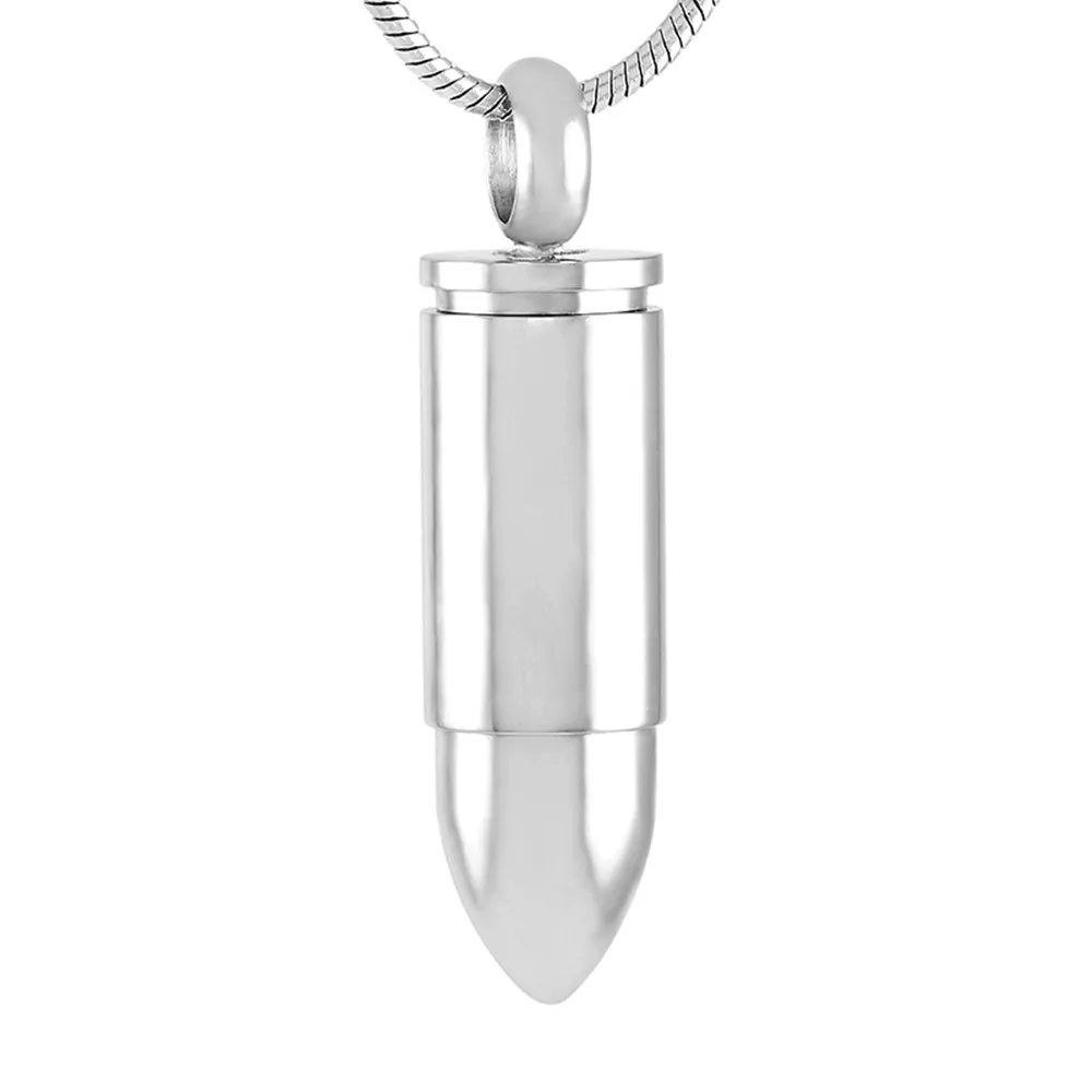 Ijd9739 Plain Bullet Memorial Ashes Keepsake Urn Pendant Necklace Engravable Stainless Steel
