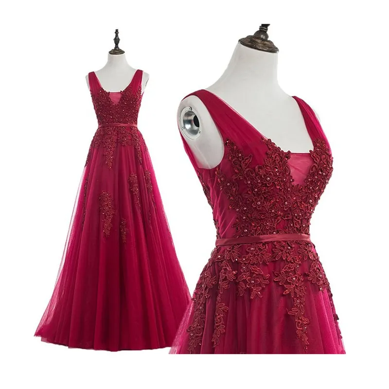 Robe De Soiree, кружевное платье с вышивкой бисером, v-образный вырез, открытая спина, платья для выпускного вечера, банкетные сексуальные розовые платья для подружек невесты, дешево, под 50 - Цвет: Burgundy