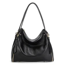 Осень зима модная женская сумка натуральная кожа дамские сумки Хобо на плечо с двойной молнией дизайнерская большая сумка