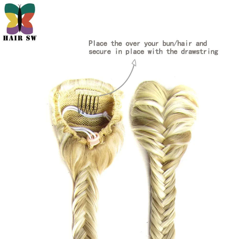 Celebrity-Cute-Light-Blonde-Fishtail-Braids-clip-in-Ponytail-Plaited-Rope-Hair-Chignon-Hairstyles (2)
