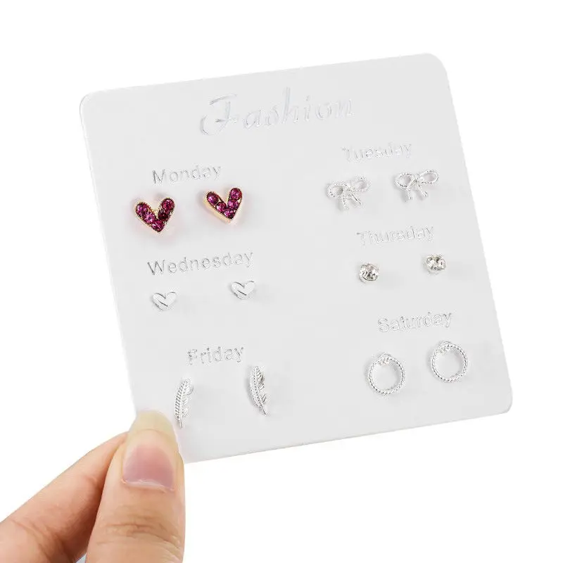 

Doreen Box 2019 Fashion Zinc Alloy One Week Stud Earrings Set Silver Color Heart Christmas Snowflake Jewelry 1 Set (6 Pairs/Set)