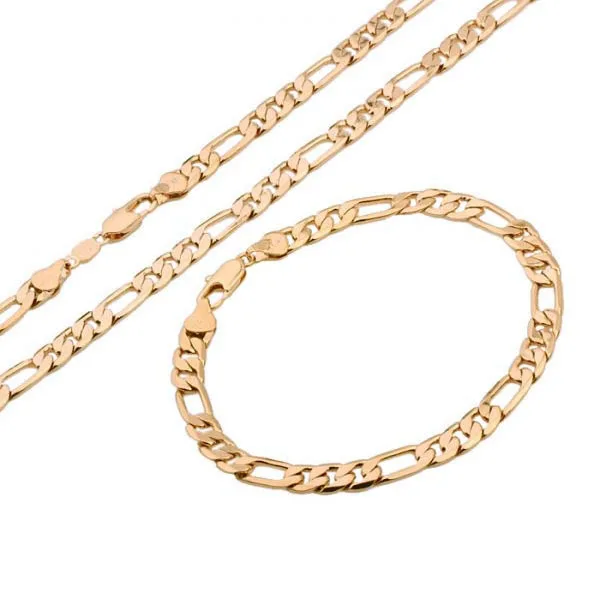 

MxGXfam Gold Color Men Chain and Bracelet Set 600*5.5 mm and 190*5.5 mm