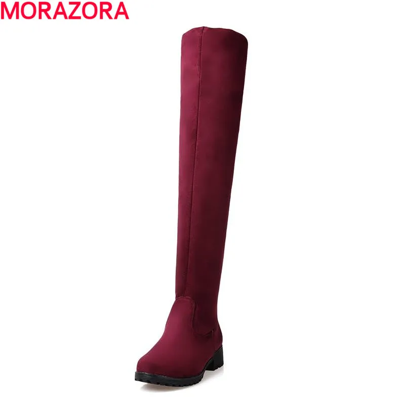 

MORAZORA Winter new arrive high quality womens boots fashion shoes sexy flock warm well women knee high boots woman